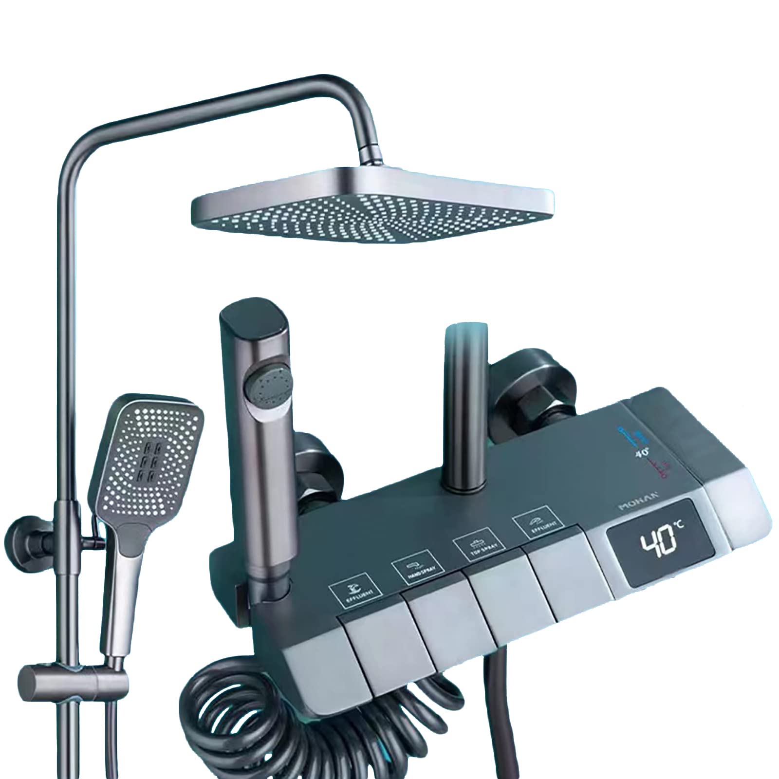 Douche thermostatique avec affichage digital de la température et pommeau 3 jets