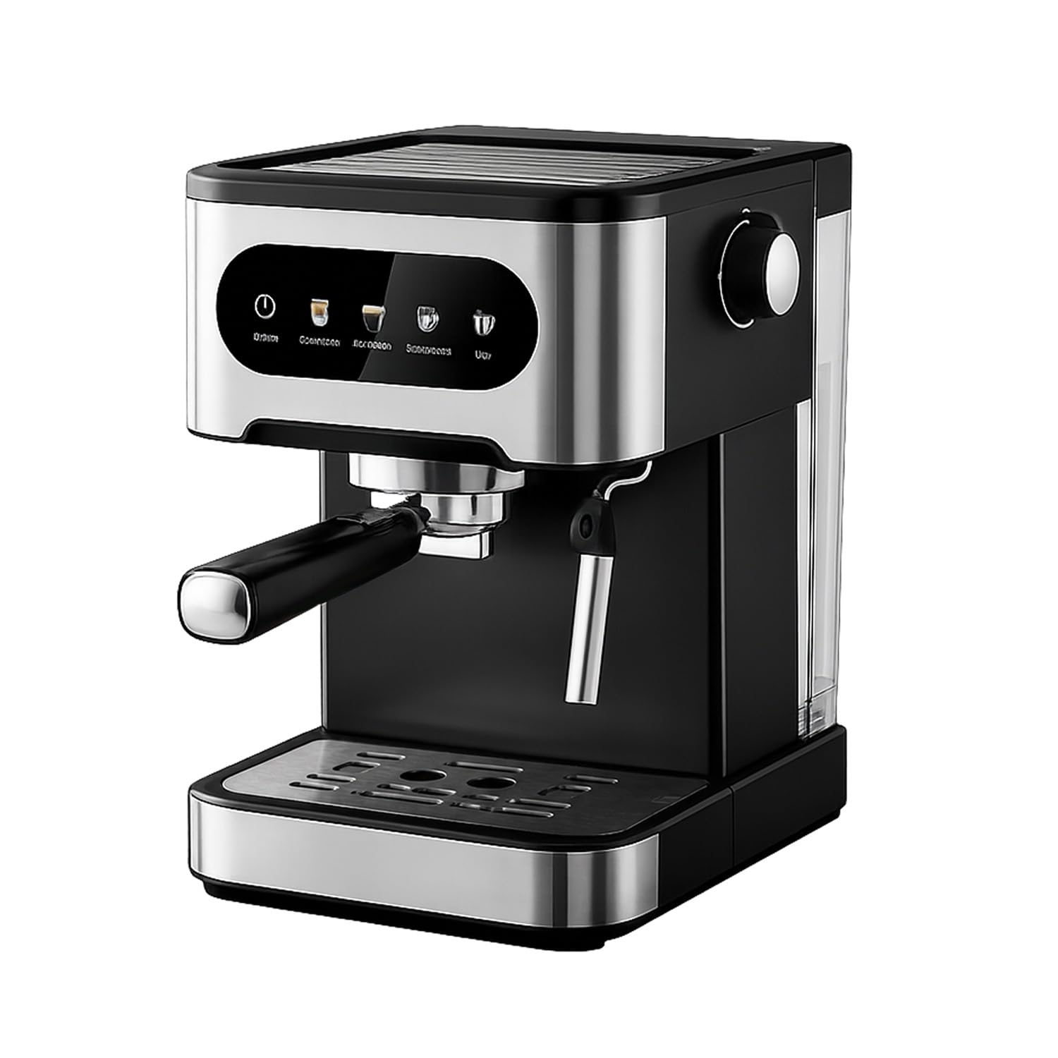 GEEPAS Espresso Machine with Milk Frother | 20 Bar Pressure 1350W Thermoblock 5-in-1 Coffee Maker | Touch Control Colour Panel 1.5L Tank Dual Filter Espresso Americano Steam Functions for Home Use