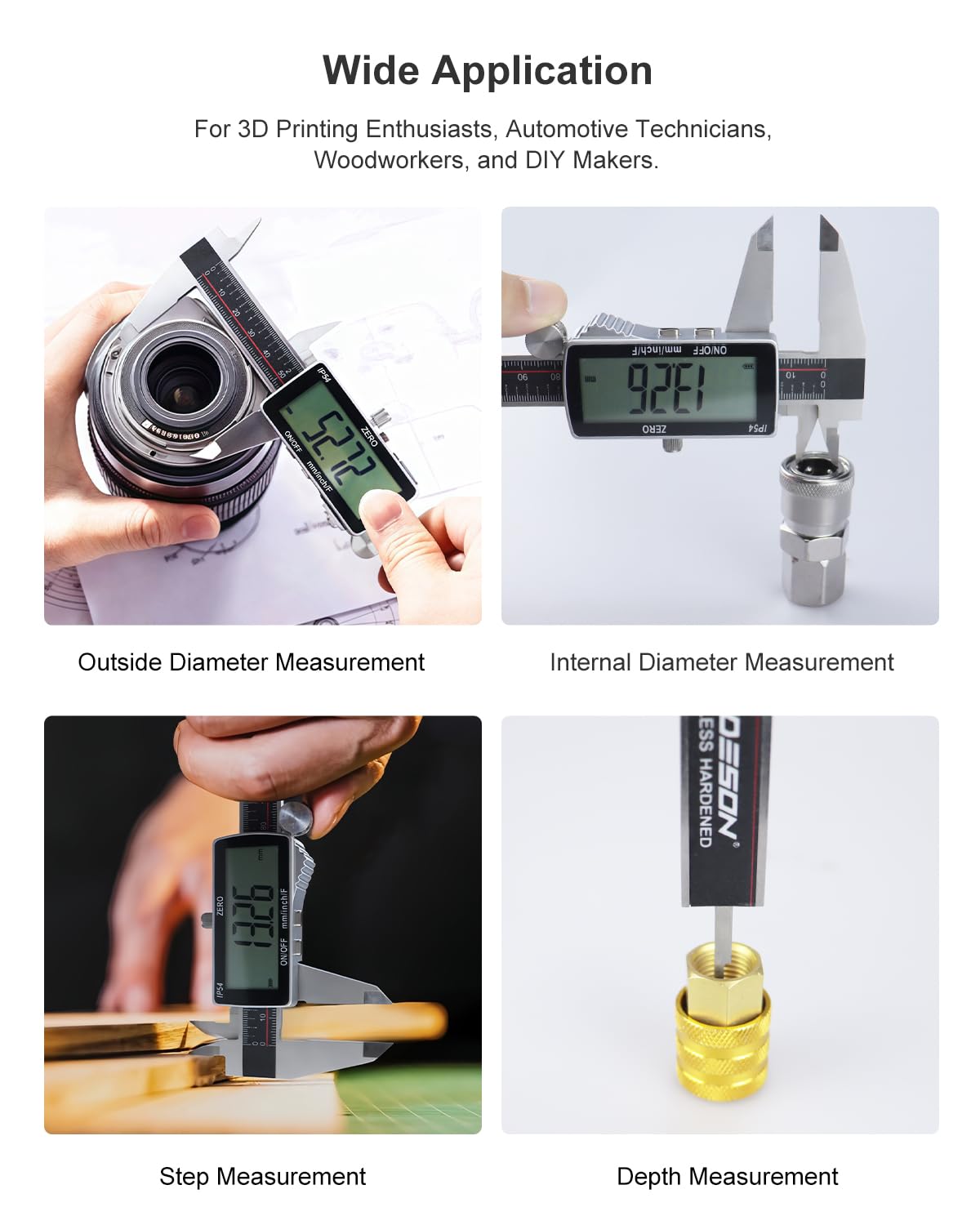 GODESON Micromètre de rotor de frein à disque, outil de mesure numérique pour frein à disque 300 mm, outil de mesure de frein avec étrier, conversion pouces/métrique, acier inoxydable, grand écran LCD