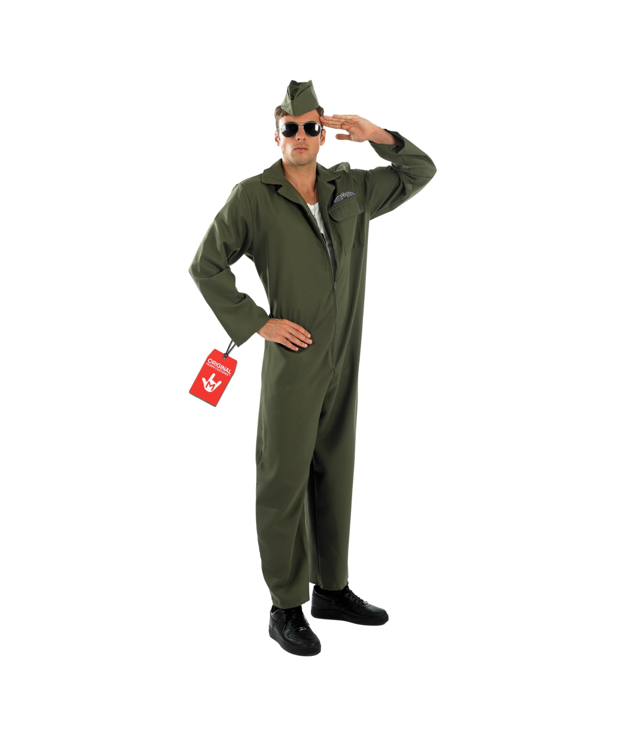 Fun Shack Disfraz Aviador Adulto, Disfraz Piloto Halloween Adulto | Chaqueta Estilo Aviador Militar Verde, Cierre de Cremallera, Perfecto para Halloween, Ideal para Disfrazarse