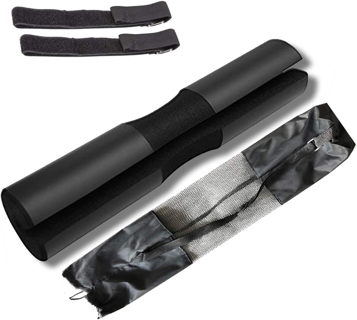 Stanz (TM) Barbell Squat Pad with Straps and Carrying Bag Advanced Neck & Shoulder Ergonomic Protective Pad Support for Squats, Lunges & Hip Thrusts Fit for Olympic or Standard Bars - Black