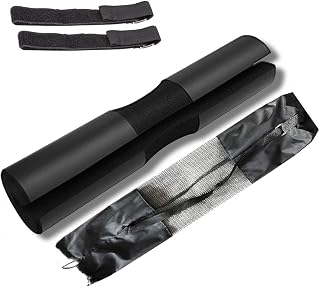 Stanz (TM) Barbell Squat Pad with Straps Advanced Neck & Shoulder Ergonomic Protective Pad Support for Squats, Lunges & Hip Thrusts - Black