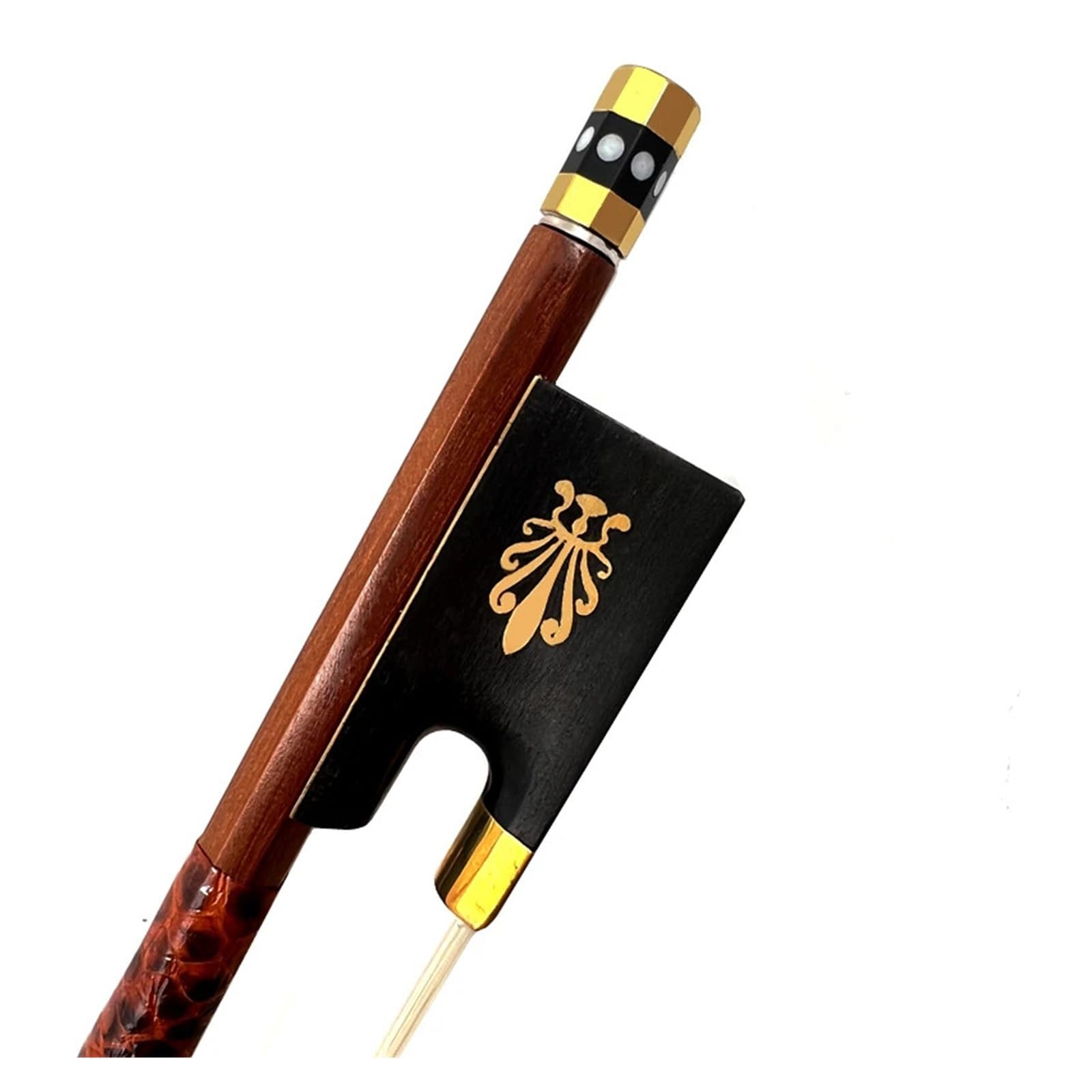 1 Stück Brasilholz 4/4 Violinbogen Geigenbogen, Ebenholz aus Sibirien, weißes Rosshaar, Schachtelhalm, Messingteile