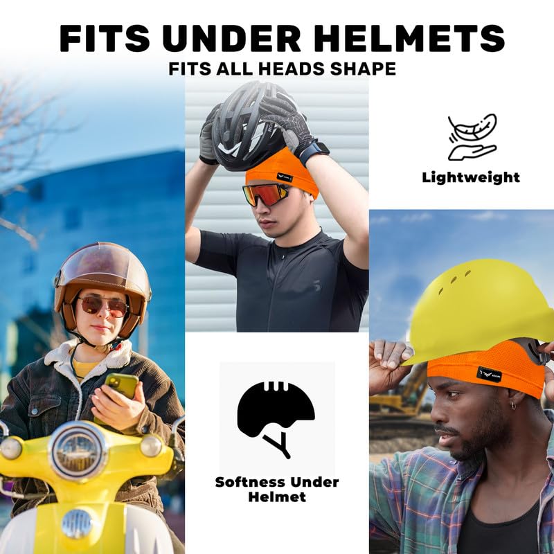 Image of XTRIM Unisex Helmet Skull Cap for Bikers & Cyclists, Cotton Head Cap, Hair Inner Helmet Cover Cap for Men, Sweat Cooling for Women, Skull Cap for Summer