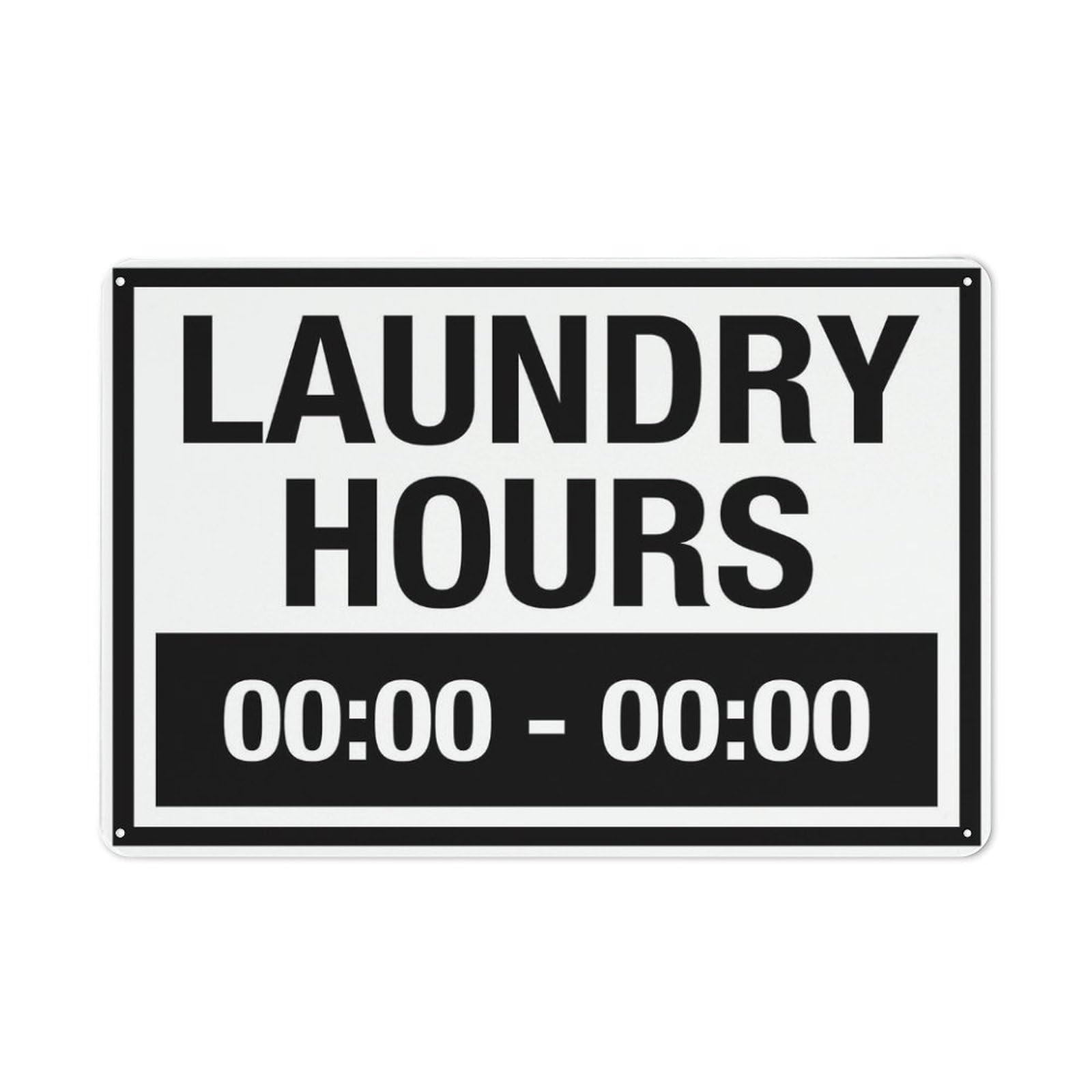 Laundry Hours Sign, 8x12 Inch Metal Aluminum, Pre-Drilled Holes for Easy Mounting, Indoor/Outdoor Use for Fence, Door, Gate