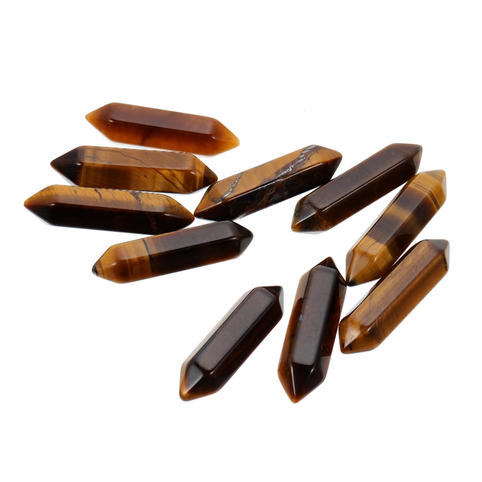 Dijes hexagonales de Ojo de Tigre en piedra natural tallada para joyería artesanal y decoración