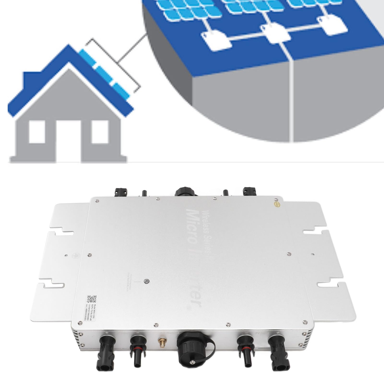 aqxreight Inwerter Sieciowy Solarny Samochłodzący się IP65 WVC 1200 W 100 V-240 V Inwerter Solarny do Domowego Systemu Wytwarzania Energii Prąd Przemienny Wodoodporny Falownik Sieciowy