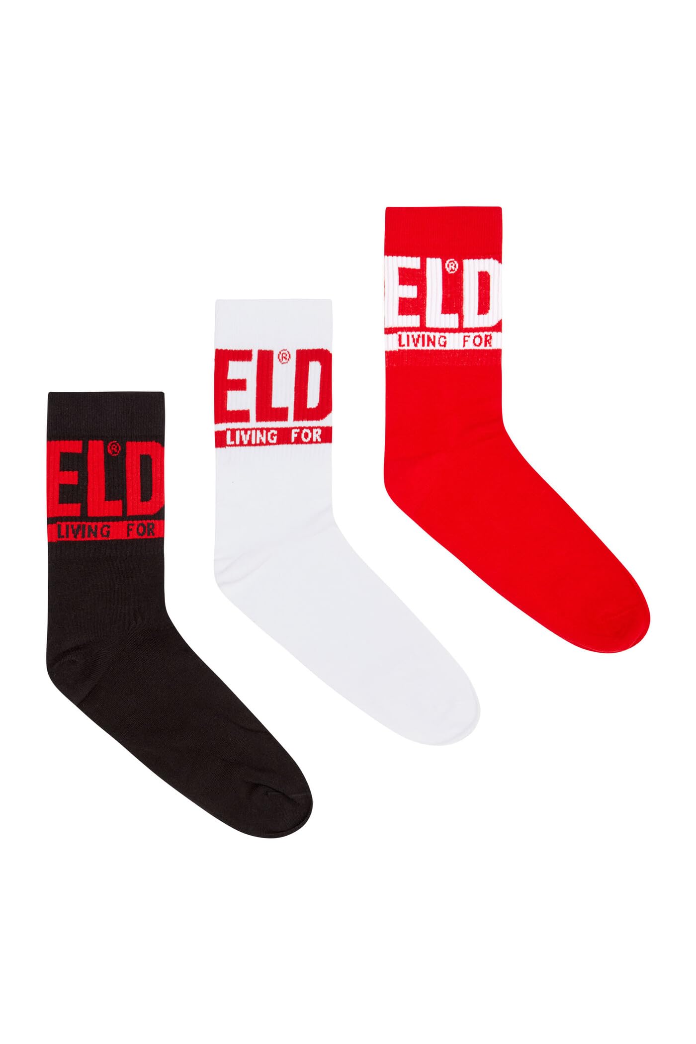 Diesel Men's Multicolor - Three-Pack Of Logo Cuff Socks - Socks - Man Large