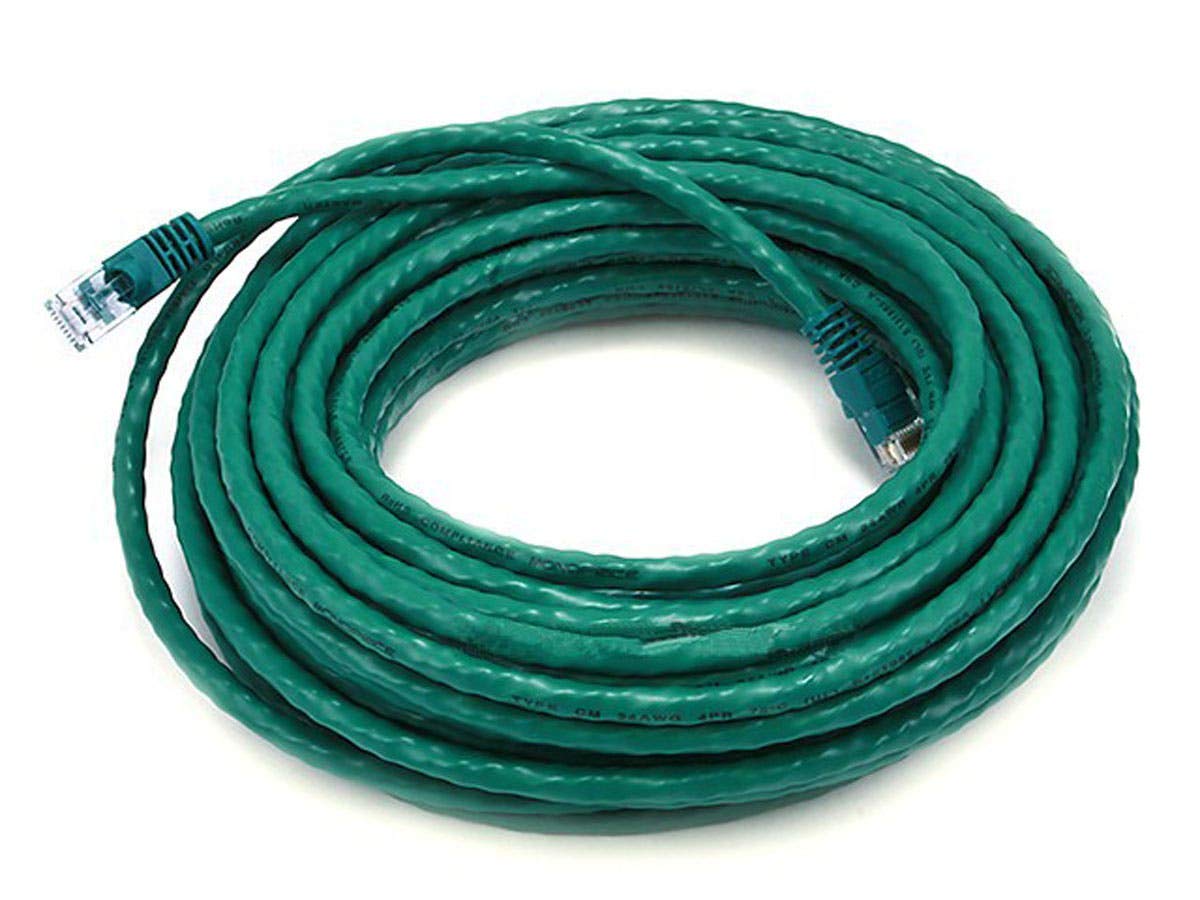 Monoprice 50FT 24AWG Cat6 550MHz UTP Ethernet Bare Copper Network Cable - Green, 50'