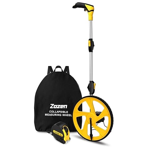 Zozen Measuring Wheel in Feet and Inches, Mechanical/Double Collapsible/One Key