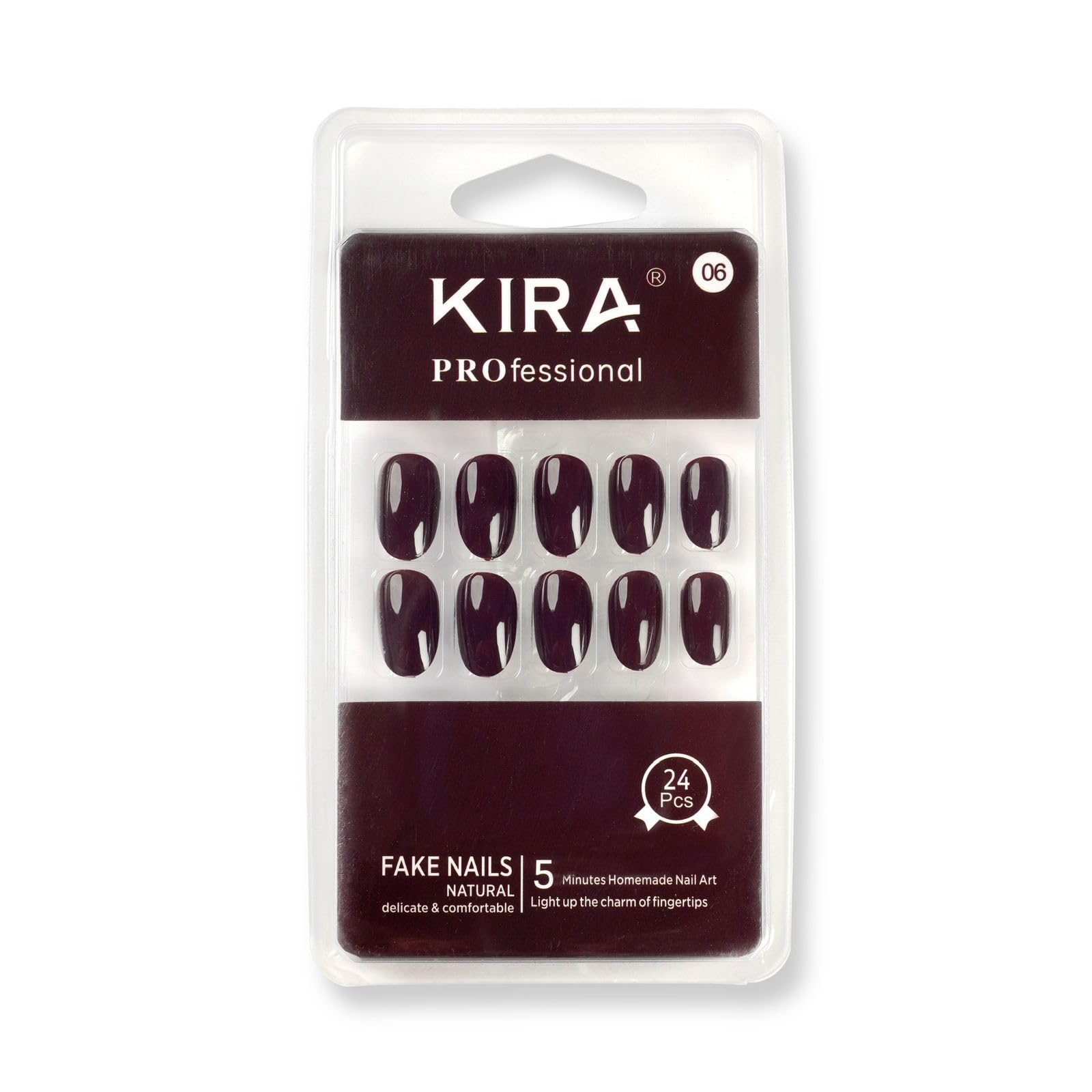 KIRA Artifical Fake Nails With Buffer & Glue, Natural False Nails Delicate & Comfortable With Long Lasting And Waterproof For Women (A06)-image-6