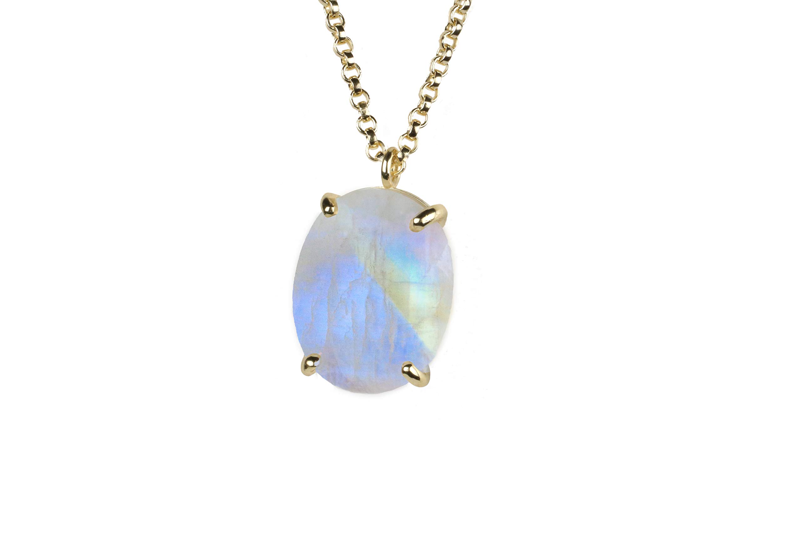 Collier de Moonstone en Or 14k par Anemone Jewelry - Collier de Déclaration en Pierre Naturelle - Collier de Mode en Or Superposé pour Femme - Bijoux de Naissance de Juin Faits à la Main pour Elle