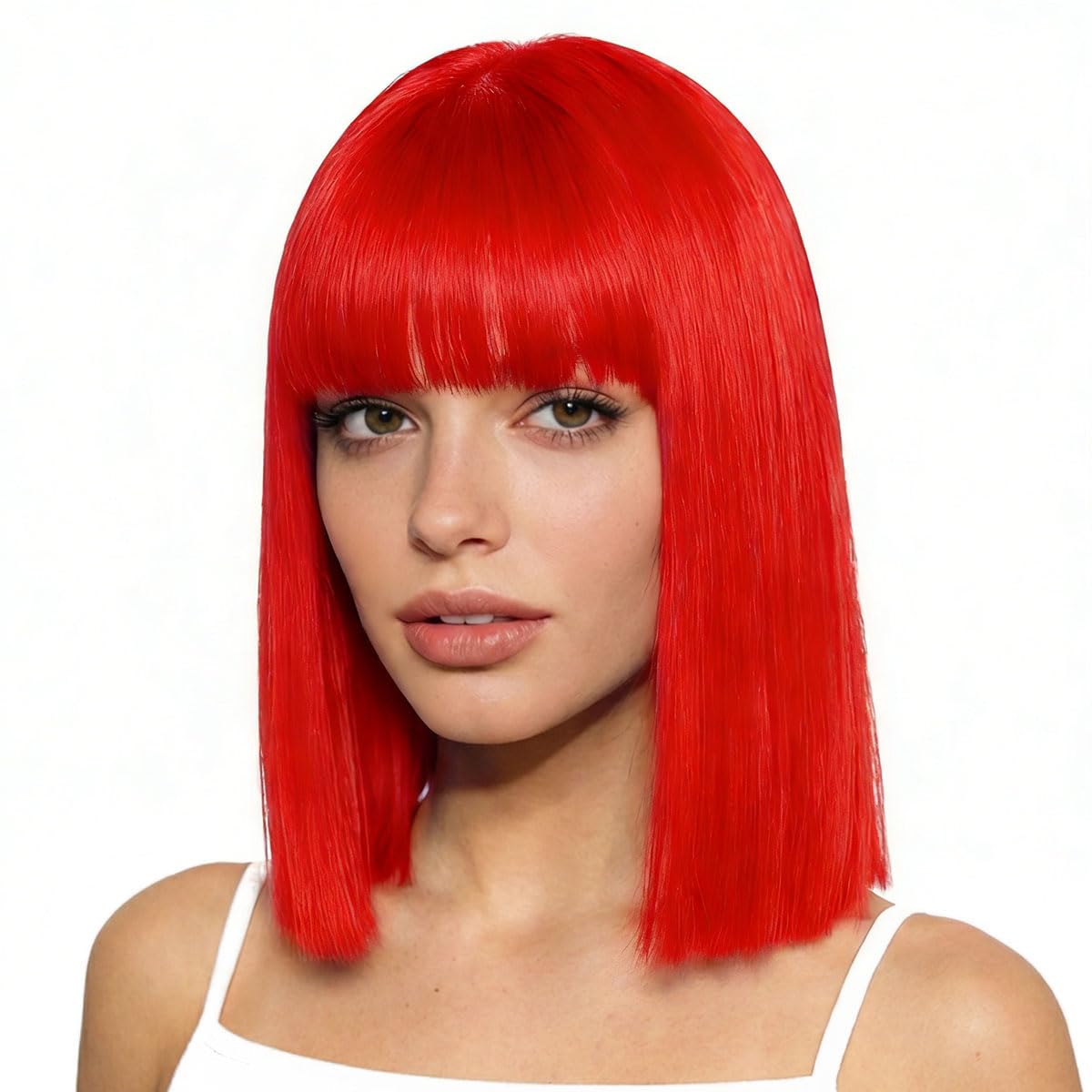 PARXITN Bob Perücke mit Pony Blond Perücke 28cm Synthetikhaa