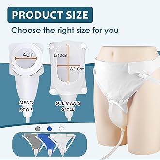Wearable Urine Collection Set with 2 Drainage Bags (1000ml/2000ml), Reusable Silicone Urine 1.2M Catheter Bag for Men Black