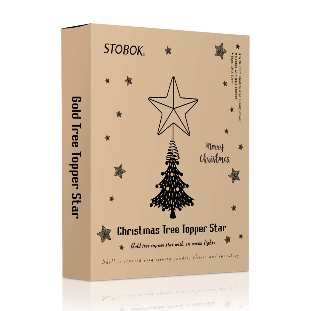 STOBOK Albero di Natale Topper Stella Ornamenti degli Alberi Decorazione luci Calde 10 Pollici