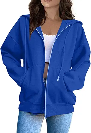 OIOLOYJM Zipper Hoodies for Women Long Sleeve Oversized Sweatshirts Y2k Drawstring Soft Jacket 2025 Fall Fashion with Pockets
