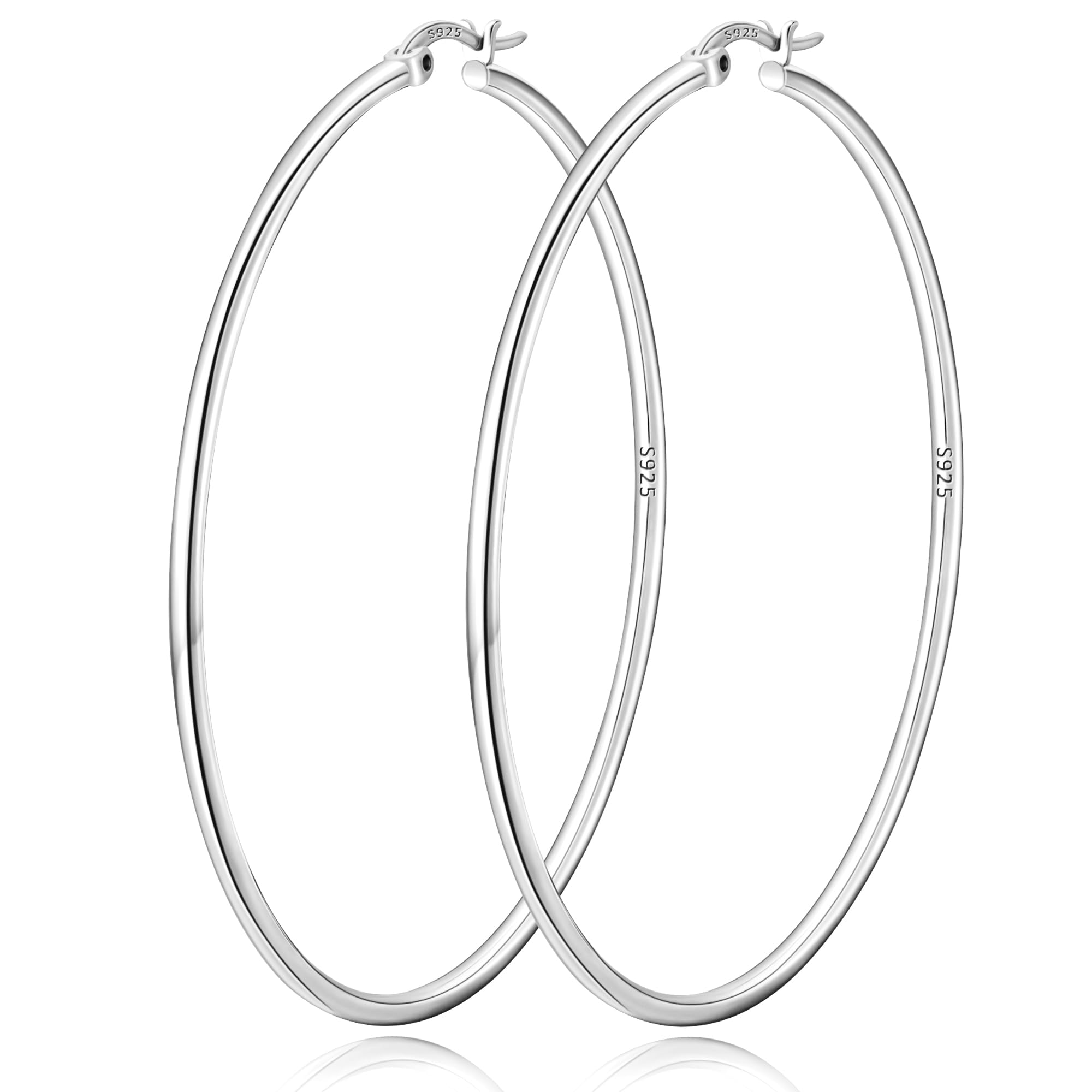 DORANA Creolen Silber 925 für Damen Ohrringe Groß Silber Ohrringe Creolen Hypoallergene Schmuck Big Hoop Earrings