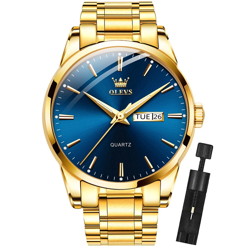 OLEVS Mens Gold Watches Analog Quartz Business Dress Watch
