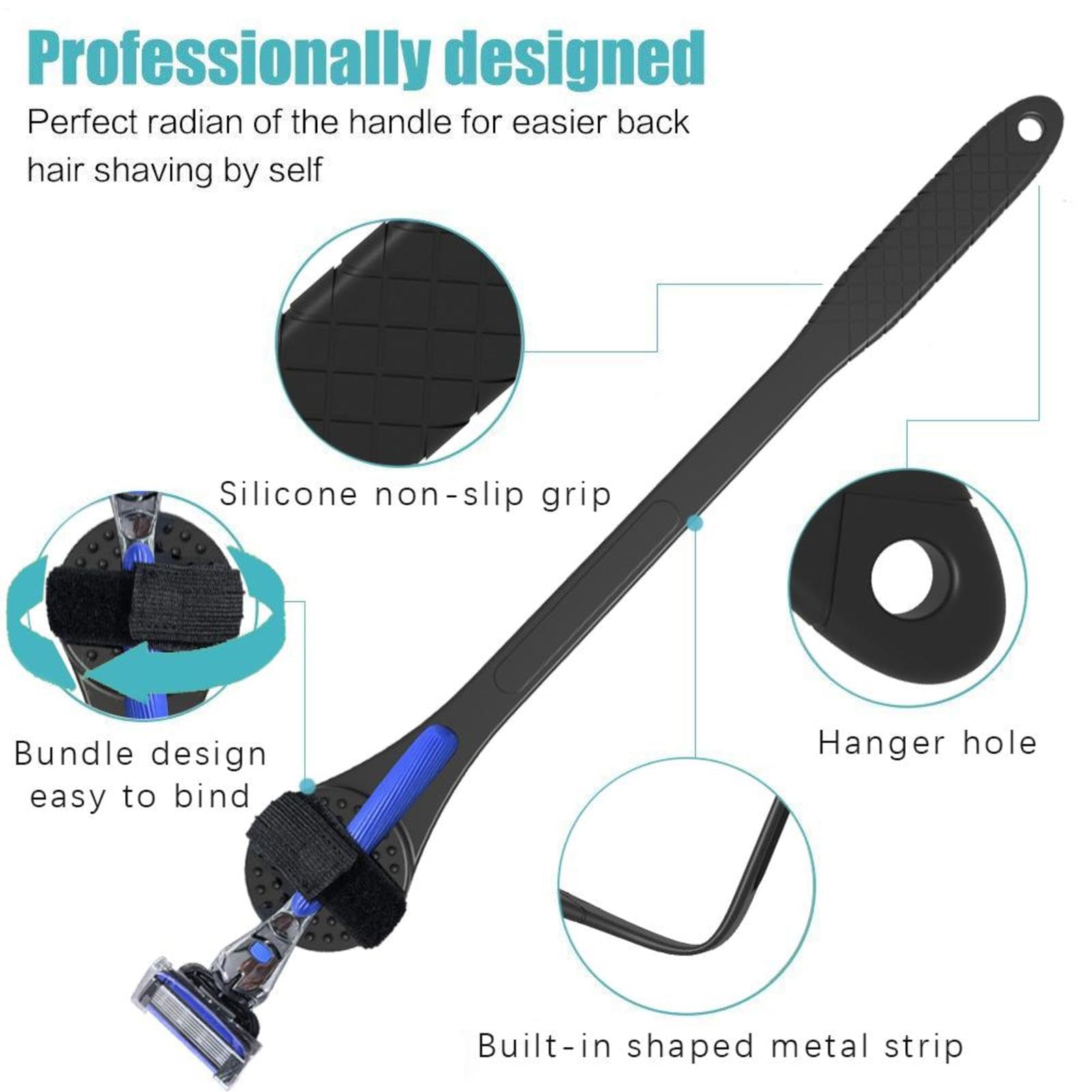 Przedłużenie długiego uchwytu do golenia 46cm Zginany zasięg, ergonomiczny silikonowy uchwyt do łatwego samodzielnego pielęgnacji nóg i pleców, suche na mokro, odpowiednie dla osób starszych i dorosły