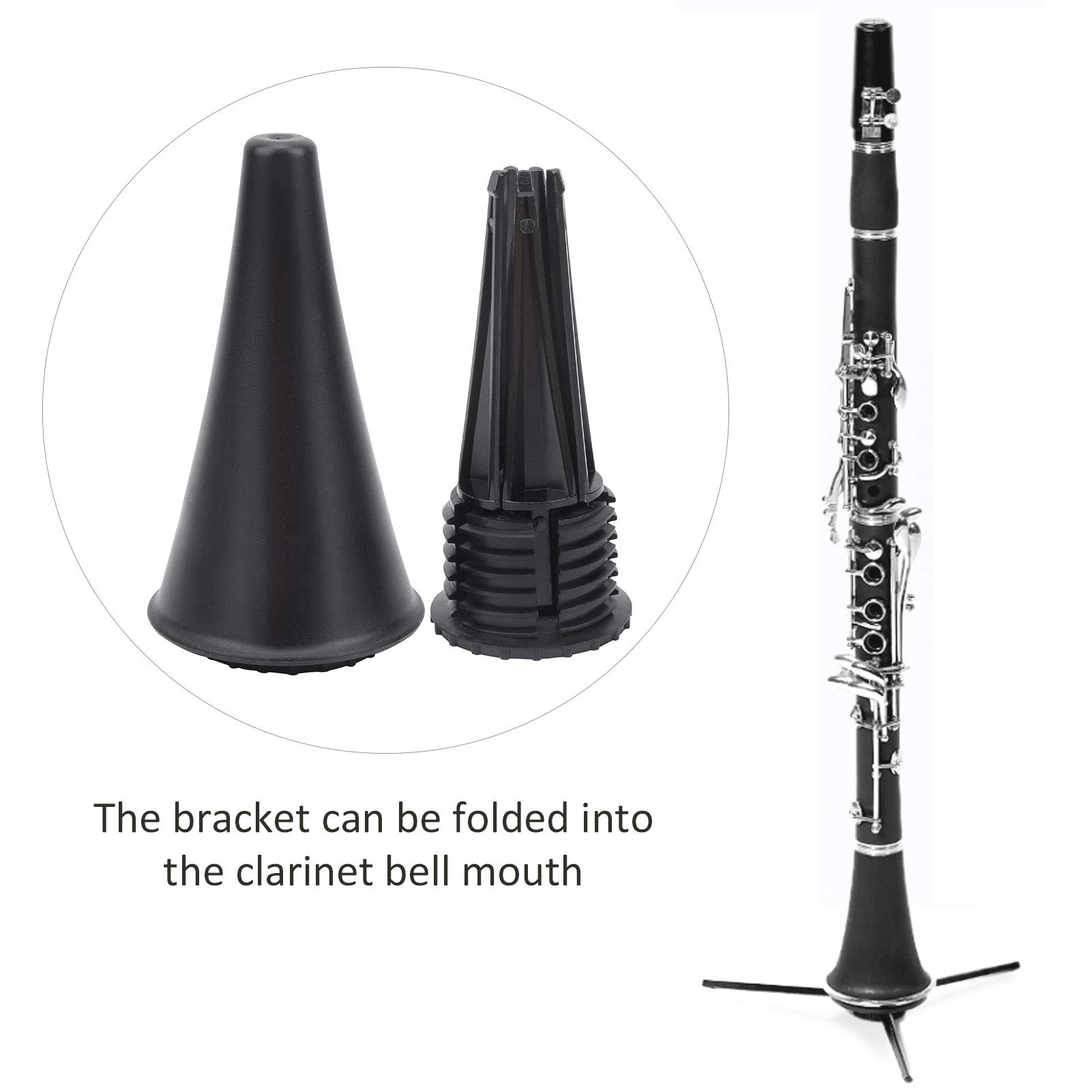 Velaurs Clarinet Stand, Portable Foldable Lightweight Tripod Stand Detachable for Wind Instrument