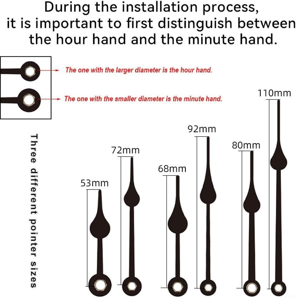 Quartz Clock Mechanism Kit with 3 High-Torque Movements, Long Shaft Thick Clock Faces, Includes 3 Pairs of Hands – Silent Wall & Table Clock Repair Parts(A)