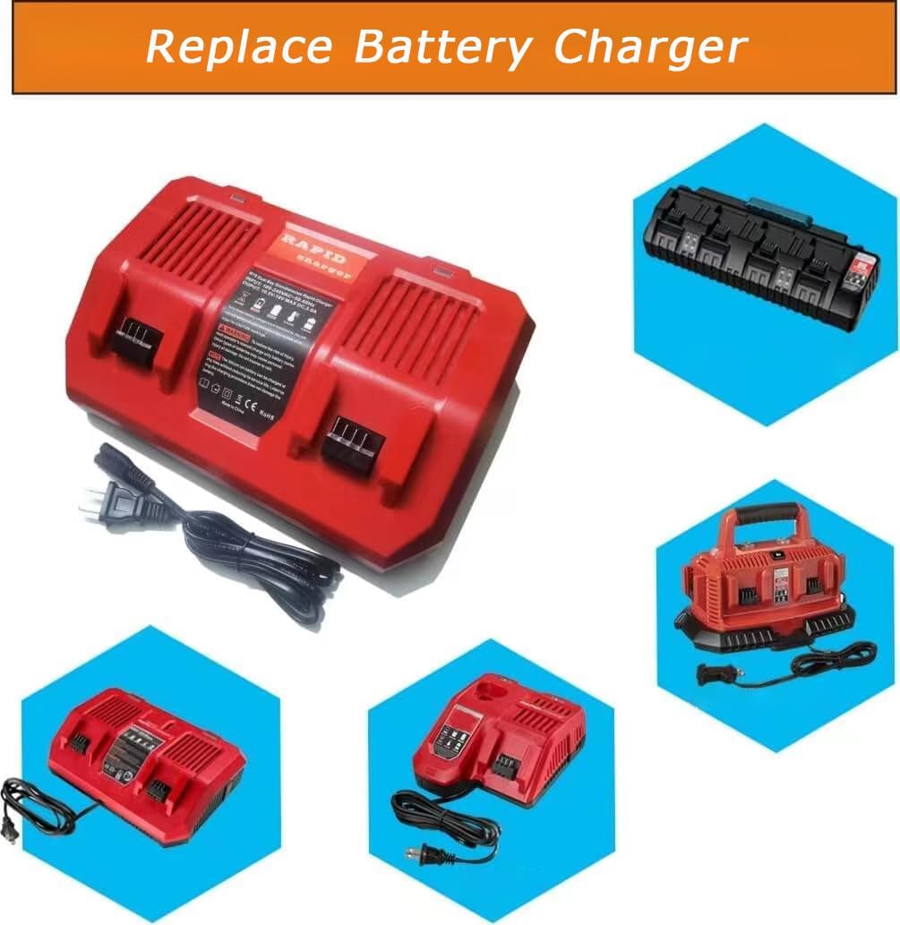 Replace of MLK N18 DualBay Simultaneous Rapid Charger 48-59-1802 for Mil 18V Lithium Battery 48-11-1811,C18B, Li18, N18...