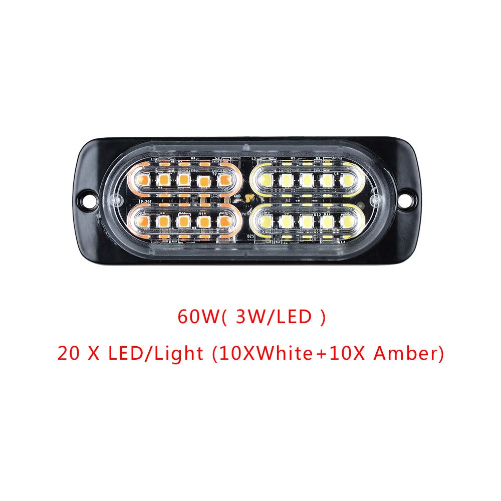 Amber Lights Buy XRIDONSEN 2 In 1 Emergency Strobe Police Lights Traffic Advisor Light Bar 144 Led Warning Hazard Safety Interior Windshield Dash Deck Split Mount For Vehicles Trucks Car 2 X - Foto 5