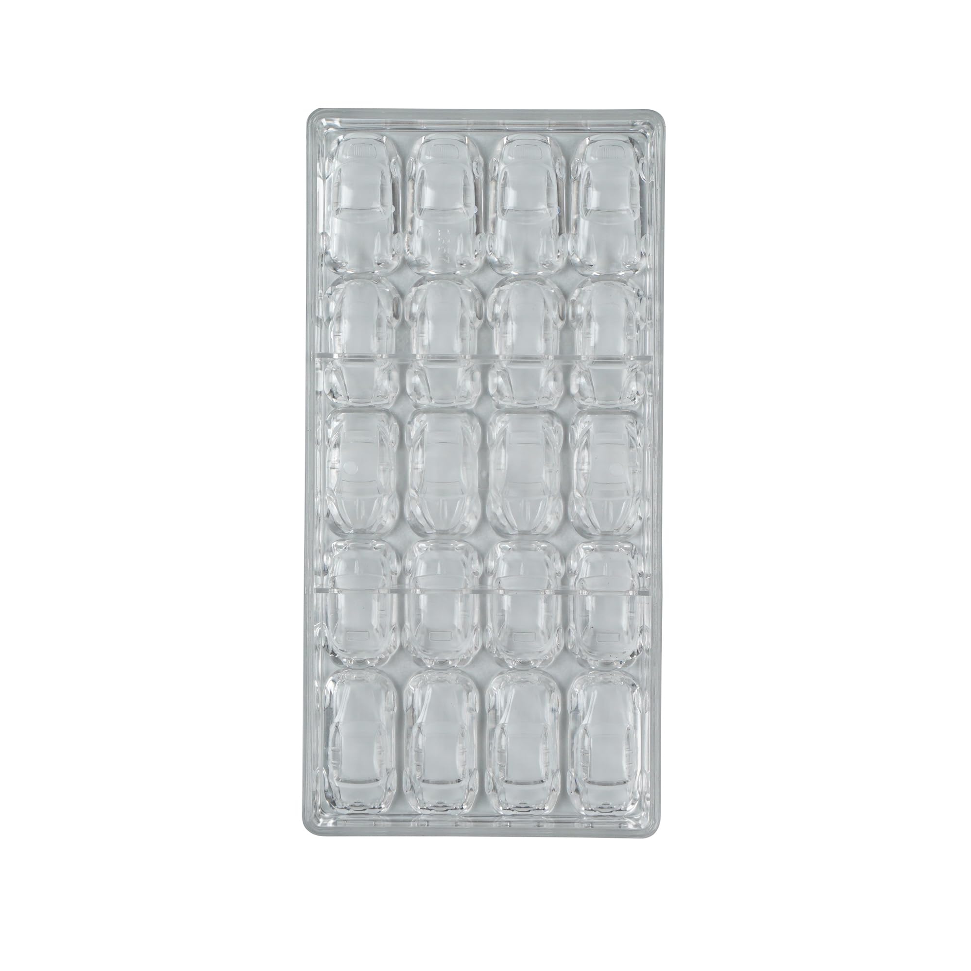 Pastry Tek - Molde moldeador de chocolate de 10.8 x 5.3 pulgadas, 1 molde de caramelo congelable, 20 cavidades, forma de coche 3D, molde de chocolate de policarbonato transparente, apto para
