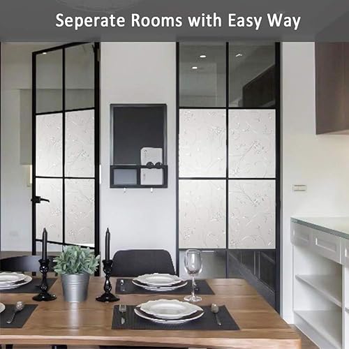 Miniatura 3 de Película de privacidad para ventana, de vidrio esmerilado, no adhesiva, película de privacidad extraíble decorativa para puerta de baño (23.6 x 78.7