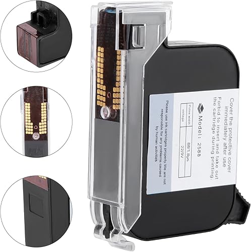 Miniatura 4 de AGRYMER Cartucho de tinta para impresora de mano, cartucho de tinta negra portátil original, duradero, impermeable, de secado rápido, repuesto de