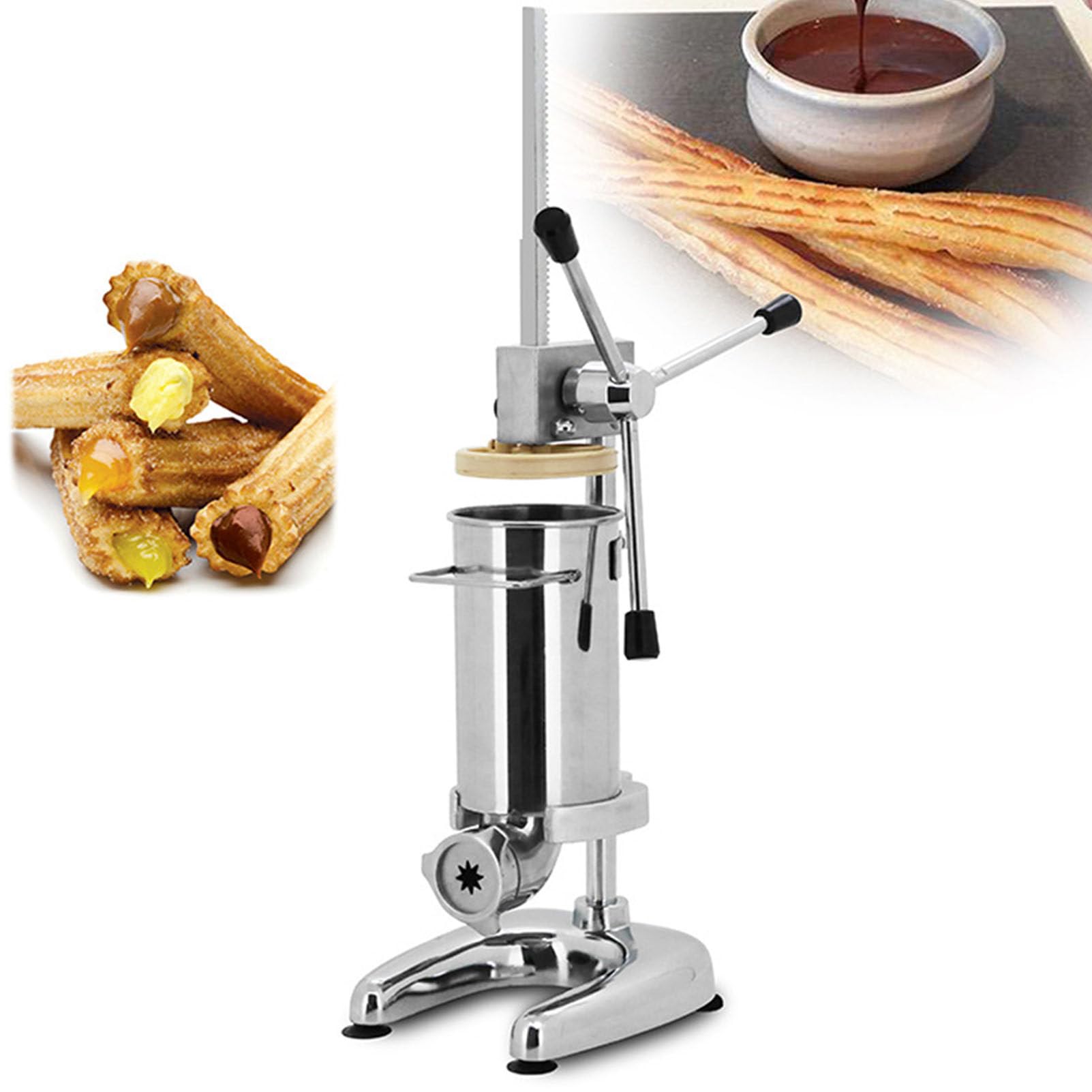 AYCDL Manual Churro Maker Machine,2L 3L Stainless Steel Commercial Latin Fruit Donut Machine ith 5 Kinds of Molds,for Restaurant Hotels,3L,3L