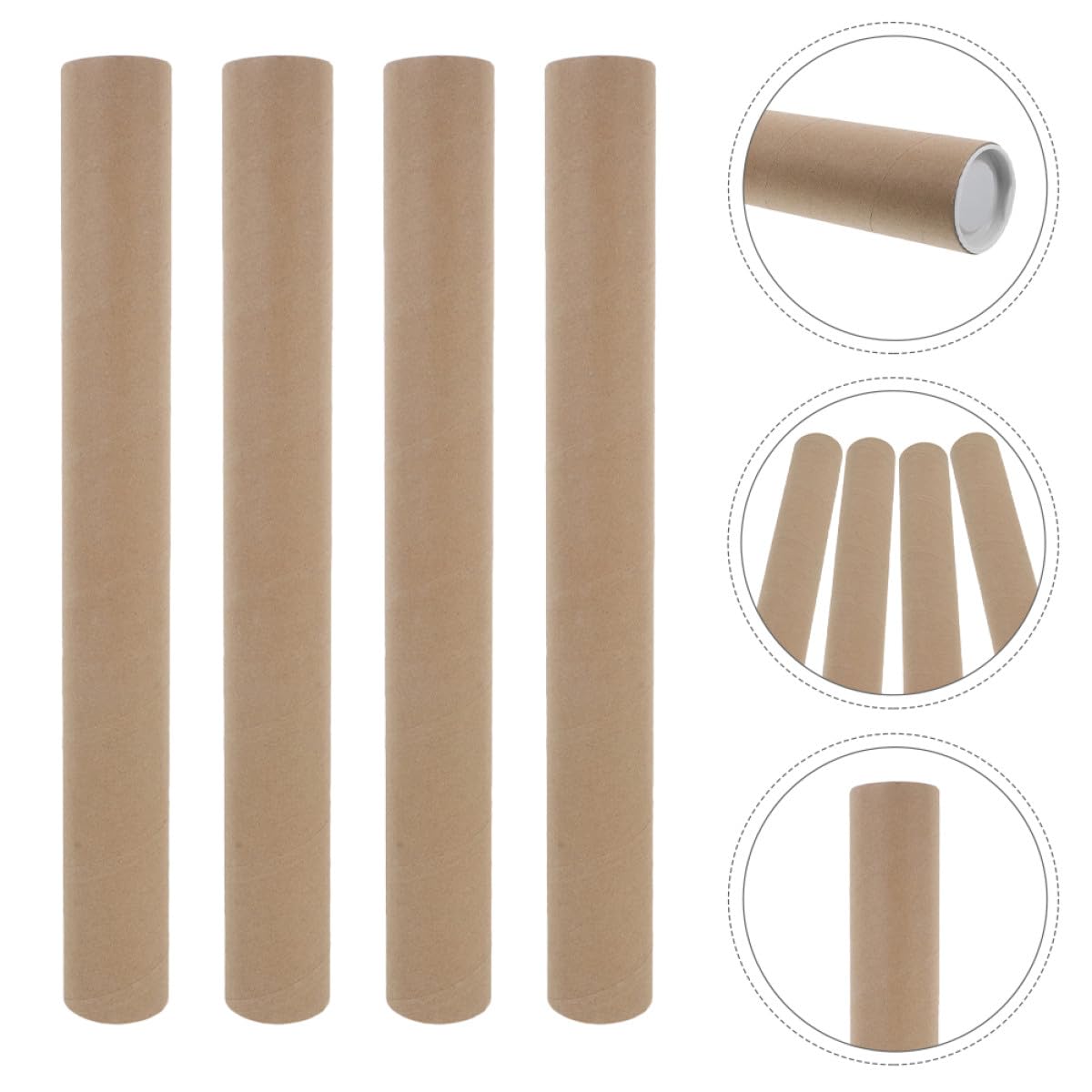 10 Stück Packung Pappposterrolle aus Kraftpapier Rund und Stabil mit Deckel zum Versand von Postern und Dokumenten im Büro und Versand