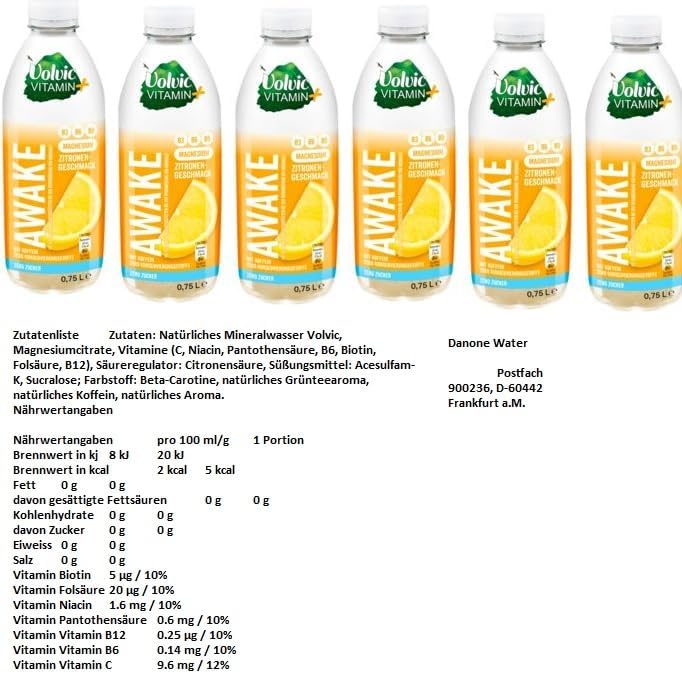 18 Flaschen Volvic Vitamin + 6 x Active Peach / 6 x Awake Zitrone, 6 x Recharge Himbber (18 x 750ml) inc. EINWEG Pfand PET Flasche + Space Keks a 45g von Onlineshop Bormann