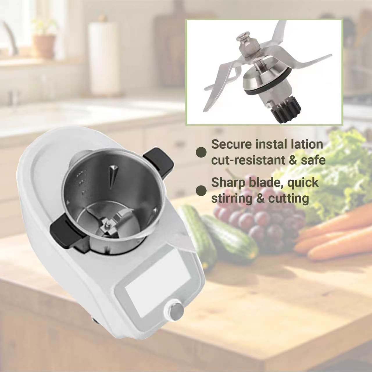 Lama di ricambio per frullatore Monsieur Cuisine Edition Plus, coltello misto in acciaio inox, 12 denti, compatibile con Silvercrest SKMK1200A1/B2, include rondella di ricambio