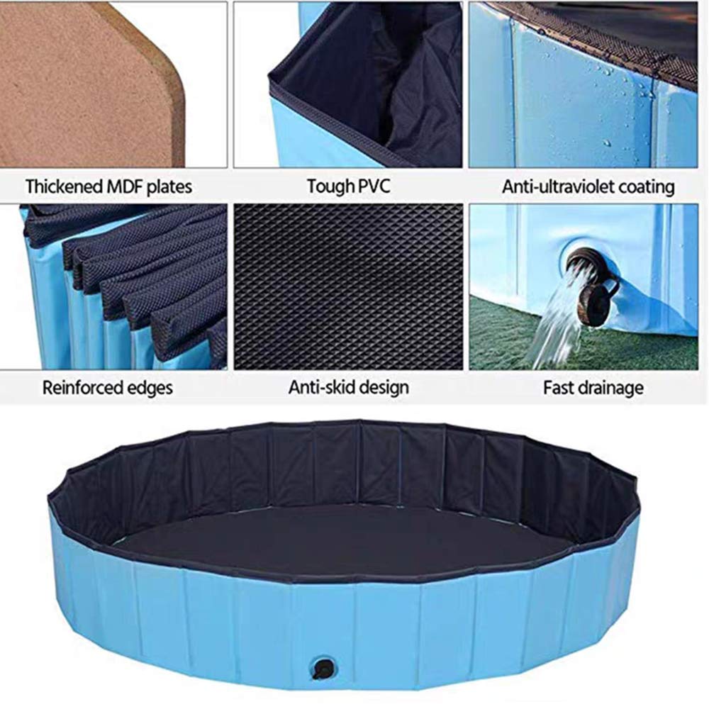 Piscina infantil para mascotas y niños, (M: 80 x 20 cm), piscina plegable para perros, piscina antideslizante de PVC, resistente para niños, mascotas, perros, piscina de baño para jardín, patio, baño