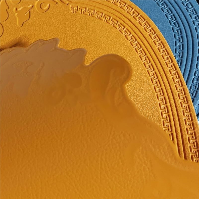Oval Embossed Leather Placemat Retro Non-Slip Heat Insulation Western Table Mat