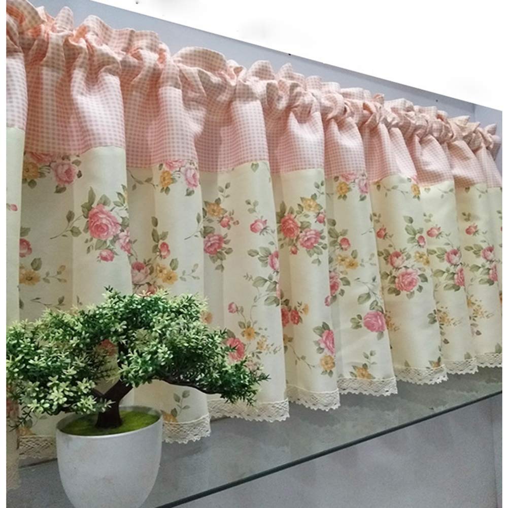 Cortina corta de flores estilo idílico OKUOKA para ventanas pequeñas de cocina