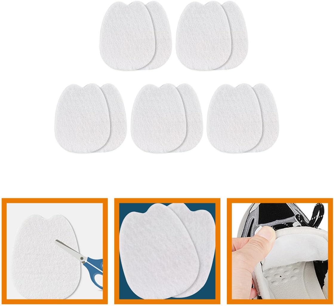 10 Pcs Felt Metatarsal Foot Cushions Ball of Foot Relief Pads Thin Felt Forefoot Inserts for Men Women Sports Shoes Prevent Chafing