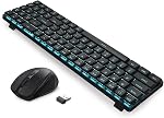 Redragon BS8773 Clavier sans fil et Mouse Combo, 78 Clés 2.4Ghz sans fil à faible profil Mechanical Brown Switch Clavier avec/Slim Compact Design & Single Blue Backlit, Grip Confort 2400 DPI Max souris