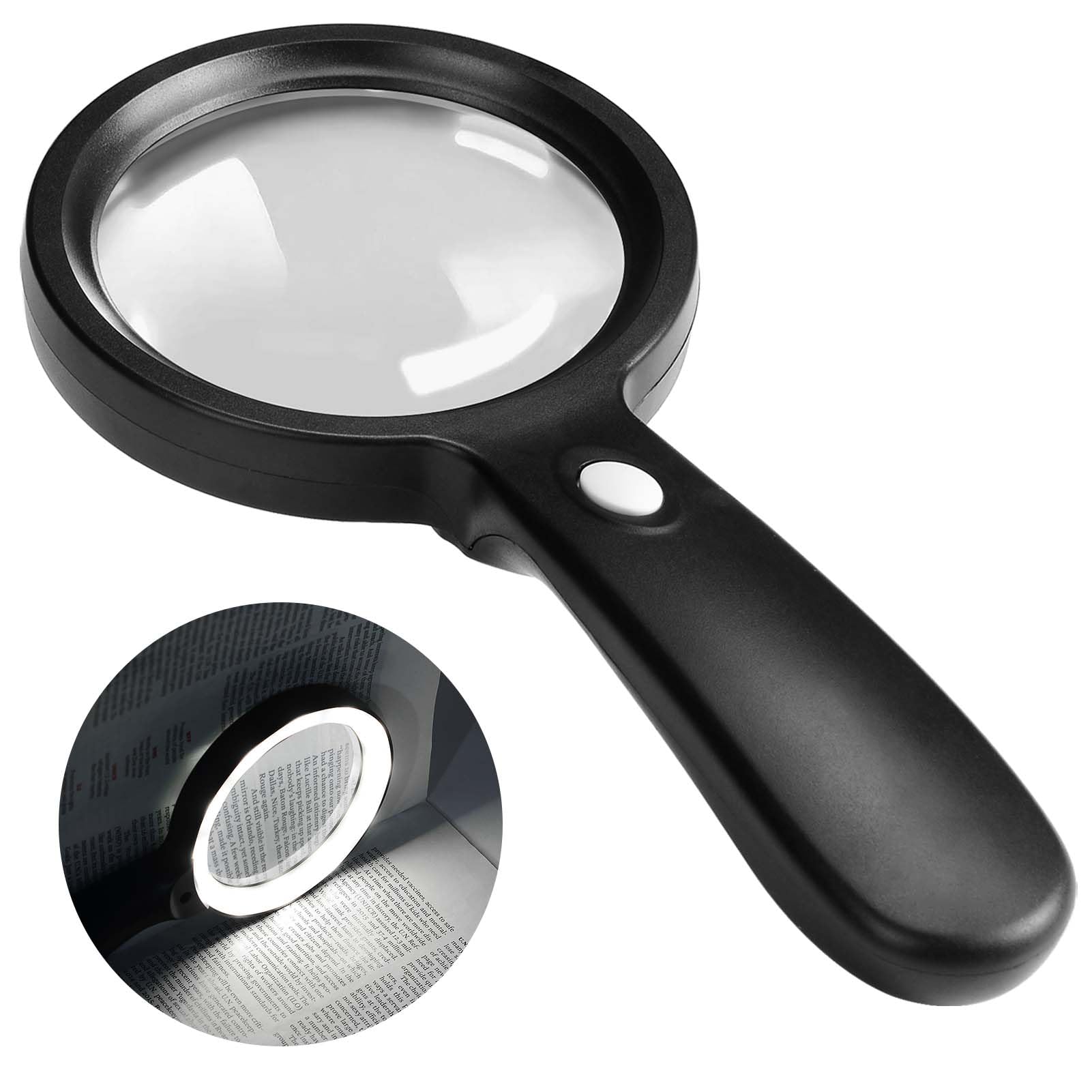JMH Magnifying Glass with Light, 3X Handheld Large Magnifying Glass 12 LED Illuminated Lighted Magnifier for Macular Degeneration, Seniors Reading, Soldering, Coins, Jewelry, Exploring