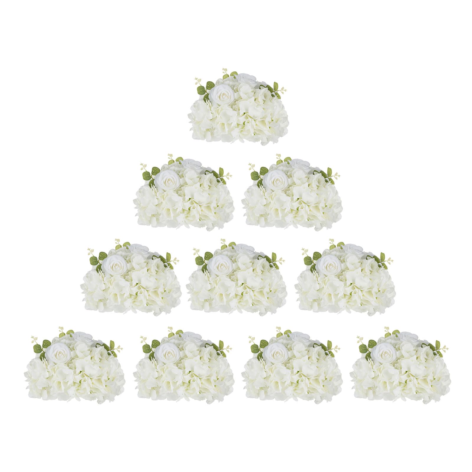 BLOSMON Artificial Flower Balls Wedding Centerpieces 10 Pcs 11.8" White Fake Flowers Rose Hydrangea Ball Arrangement Center Pieces for Table Silk Floral Bouquet for Wedding Party Home Decor