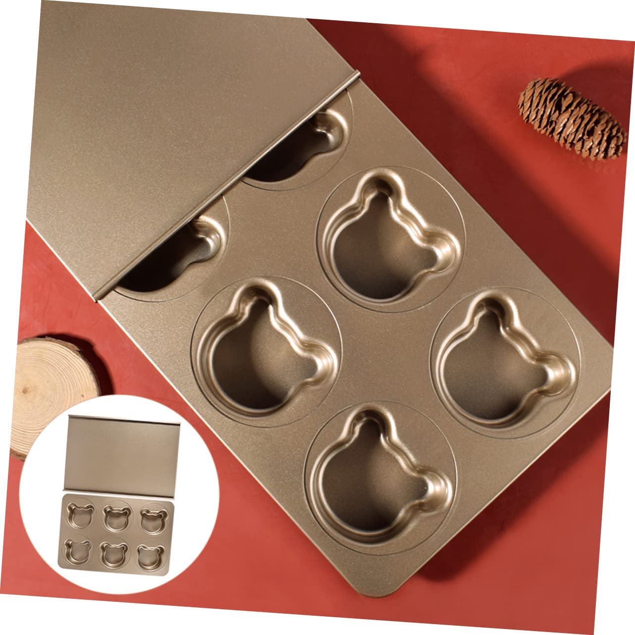 SECFOU Molde para Pasteles Forma de Oso, 1 Set, Acero al Carbono Dorado