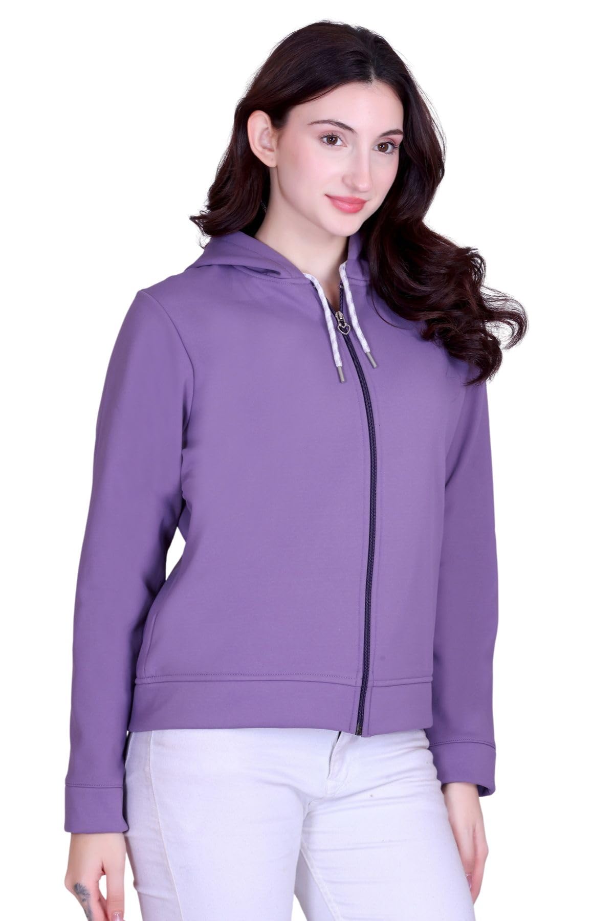 cupid Women’s Winter Hoodie Jacket, Long Sleeve Regular Fit Bonded Fabric with Soft Fleece Lining, Warm Zipper Jacket with Hoodie n Pockets for Semi Winter n Winter Wear-picture-21