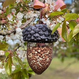 NIGMA® Acorn Bird Feeder | Outdoor Mounted Mixed Nuts Feeding Station For Wild Birds | Tree Hanging Decoration Or Ornament For Garden And Lawn | Heavy-Duty Squirrel-Proof Metal Mesh Nut Or Seed Holder