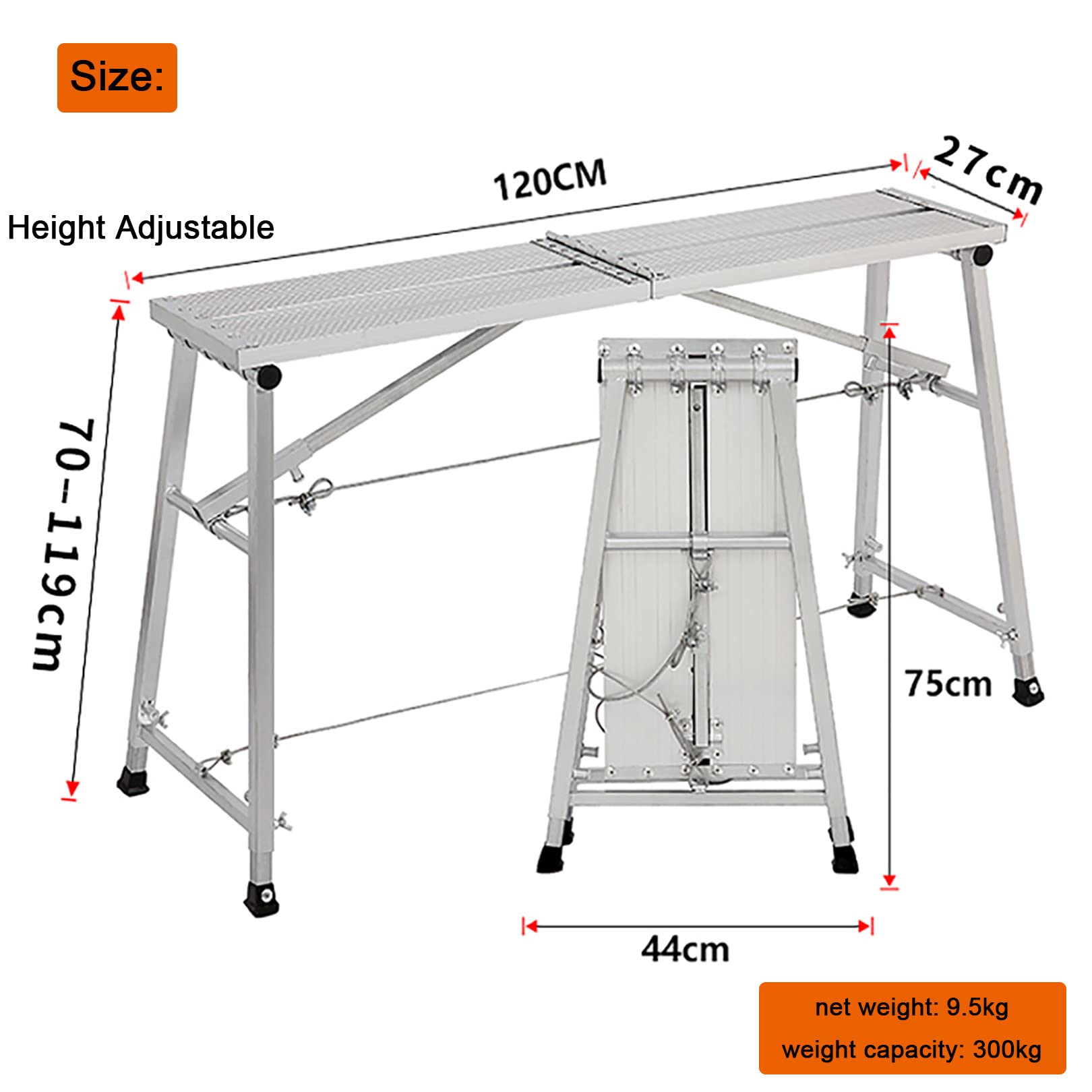 Andamio Plegable portátil de Plataforma de Trabajo de Aluminio, Herramientas de Equipo de andamio de tecnología de Metal de Altura Ajustable