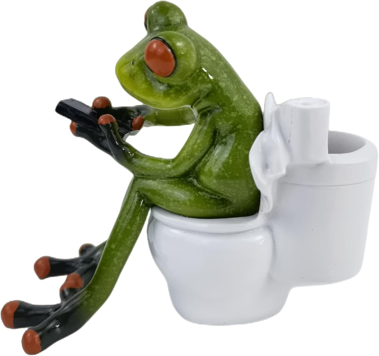 VVGIFTS Frog Figurines Decor Funny Cute Craft Resin Frog Sculpture Statue for Home Office Desk Tabletop Bathroom Decoration, Ornament Gift (Frog Sitting on Toilet) - Image 8
