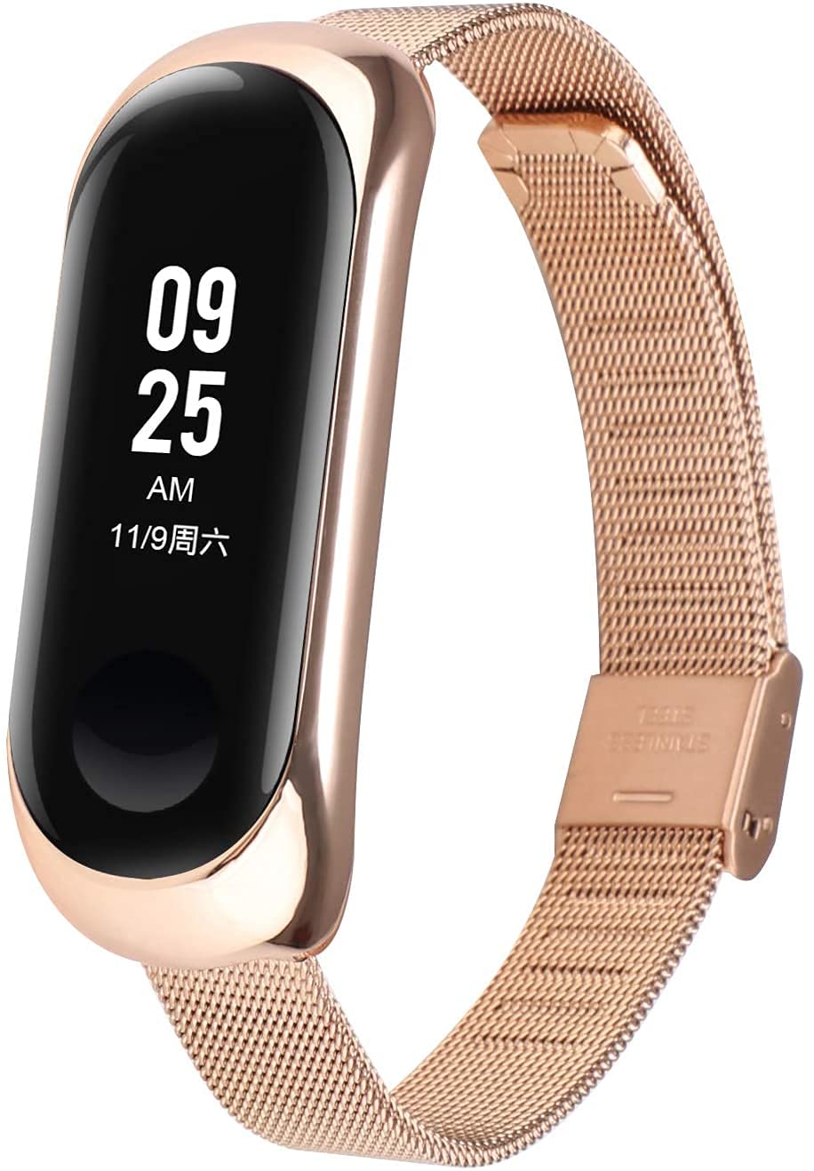 Replacement Stainless Steel Watch Strap Bracelet compatible with Xiaomi Mi Band 5/6 (Rose Gold, Mi Band 5/6)