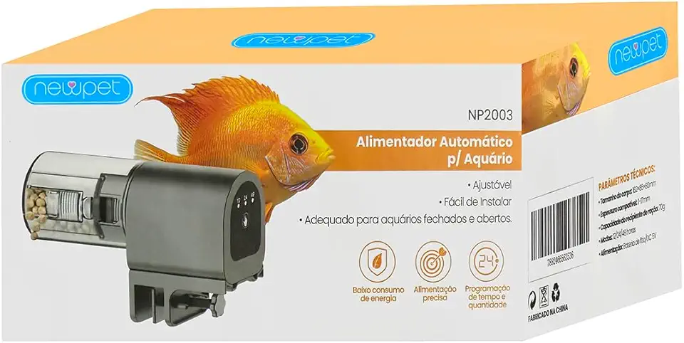 NEWPET Alimentador Automático para Aquário – Alimentador de Grande Capacidade para Tartarugas Betta, 50g, Temporizador Automático para Alimentação de Peixes