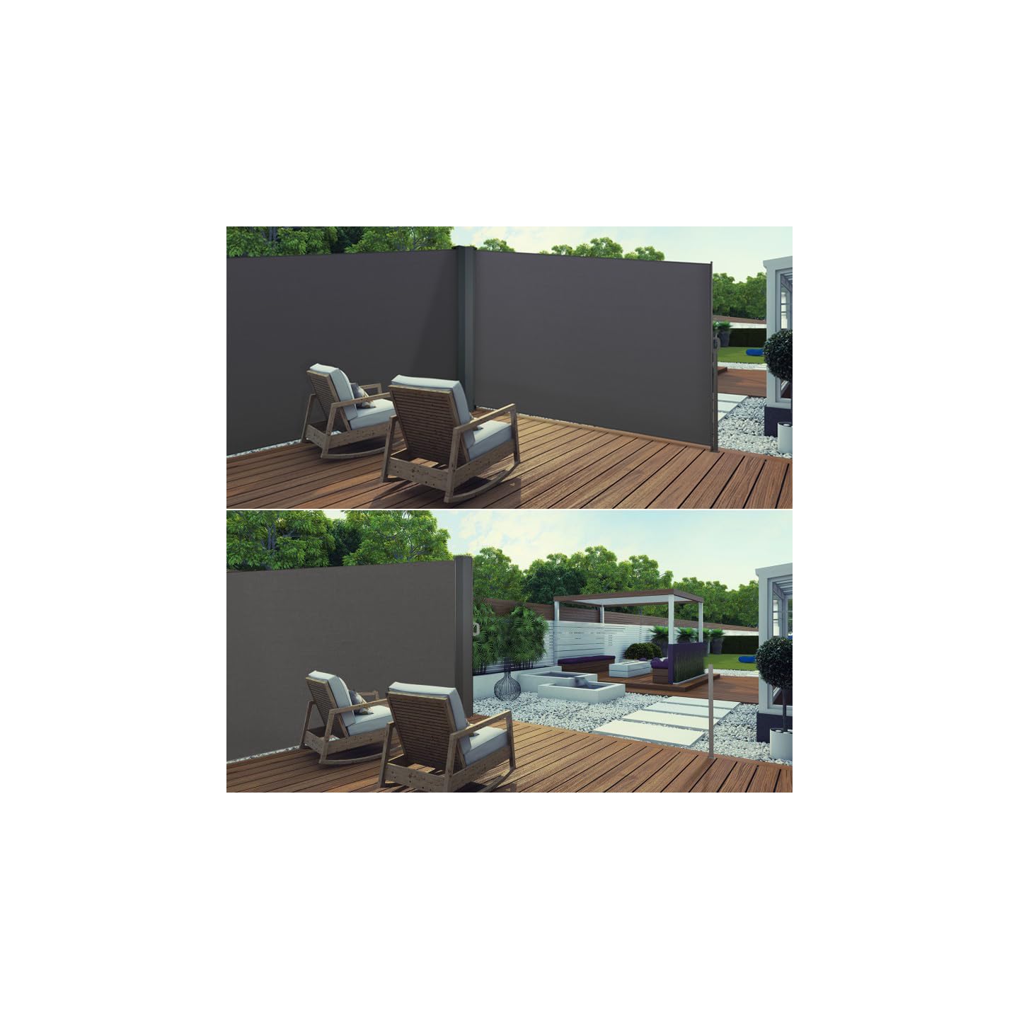 IDMarket - Paravent extérieur rétractable Double 160x800 cm