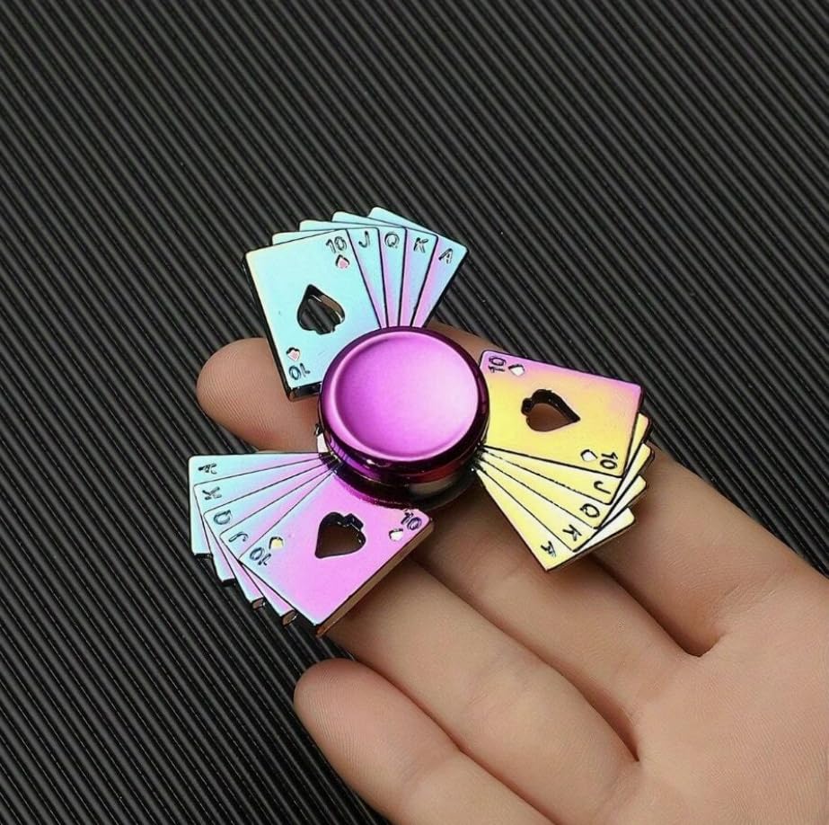Stainless Steel Fidget Spinner, Finger Movement Toy for Focus and Stress Relief, Cards design